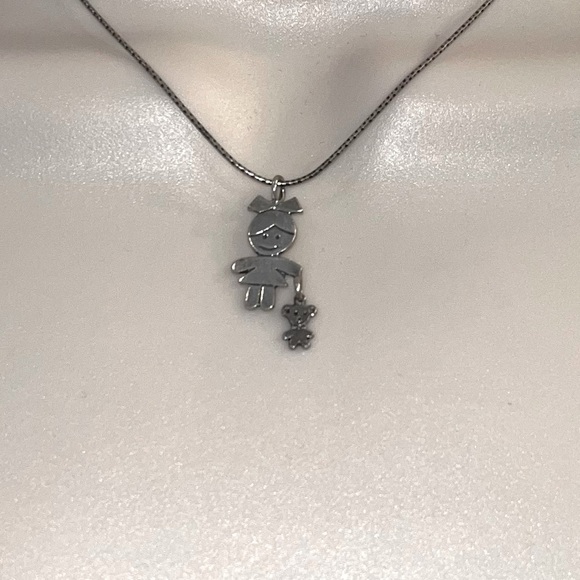 Silpada ‘Little Girl with Teddy Bear’ XOXO Sterling Silver 925 Necklace 15” - Picture 13 of 13